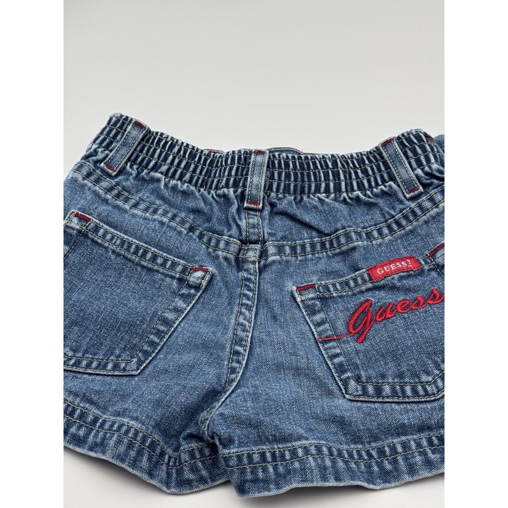 Vtg Y2K GUESS Girls 4T Blue Denim Shorts 100% Cotton Embroidered Branded Pocket - Picture 4 of 12